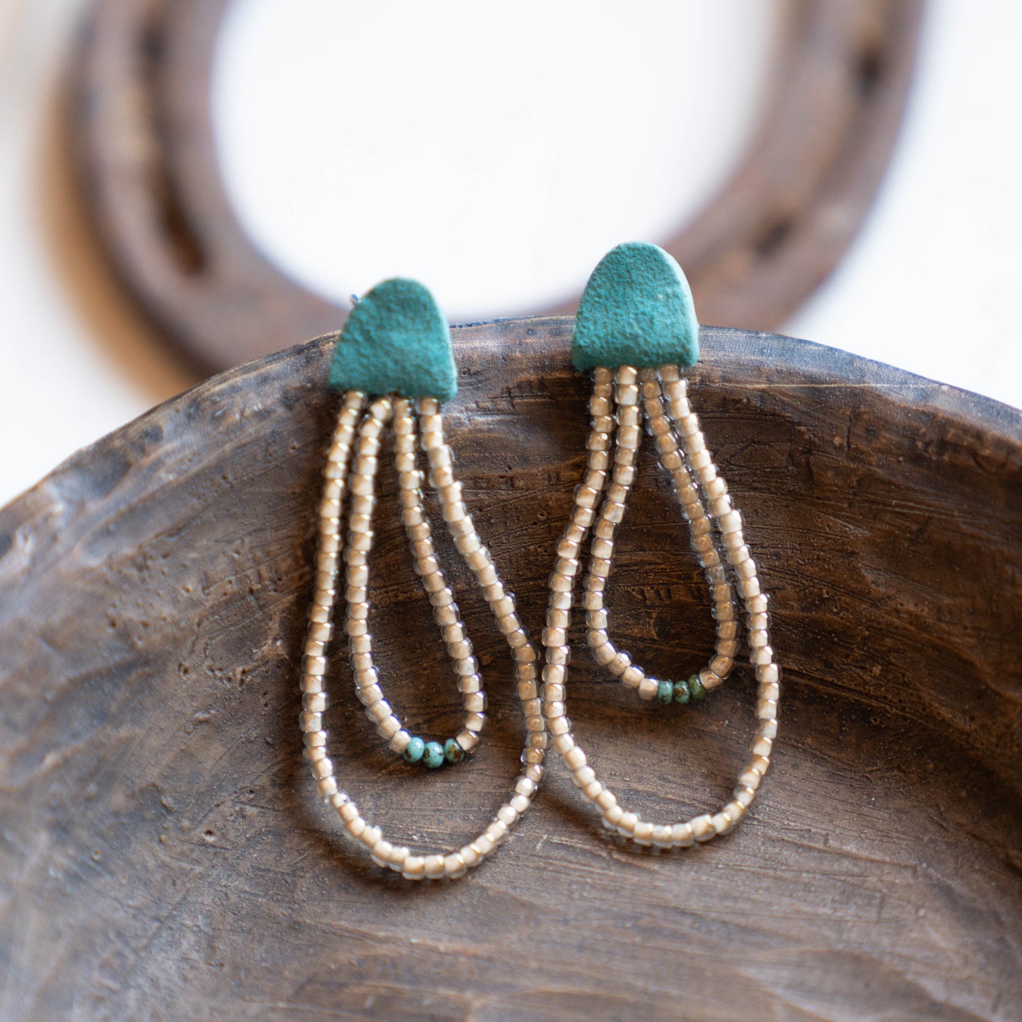 Turquoise Moon Two Strand Earrings