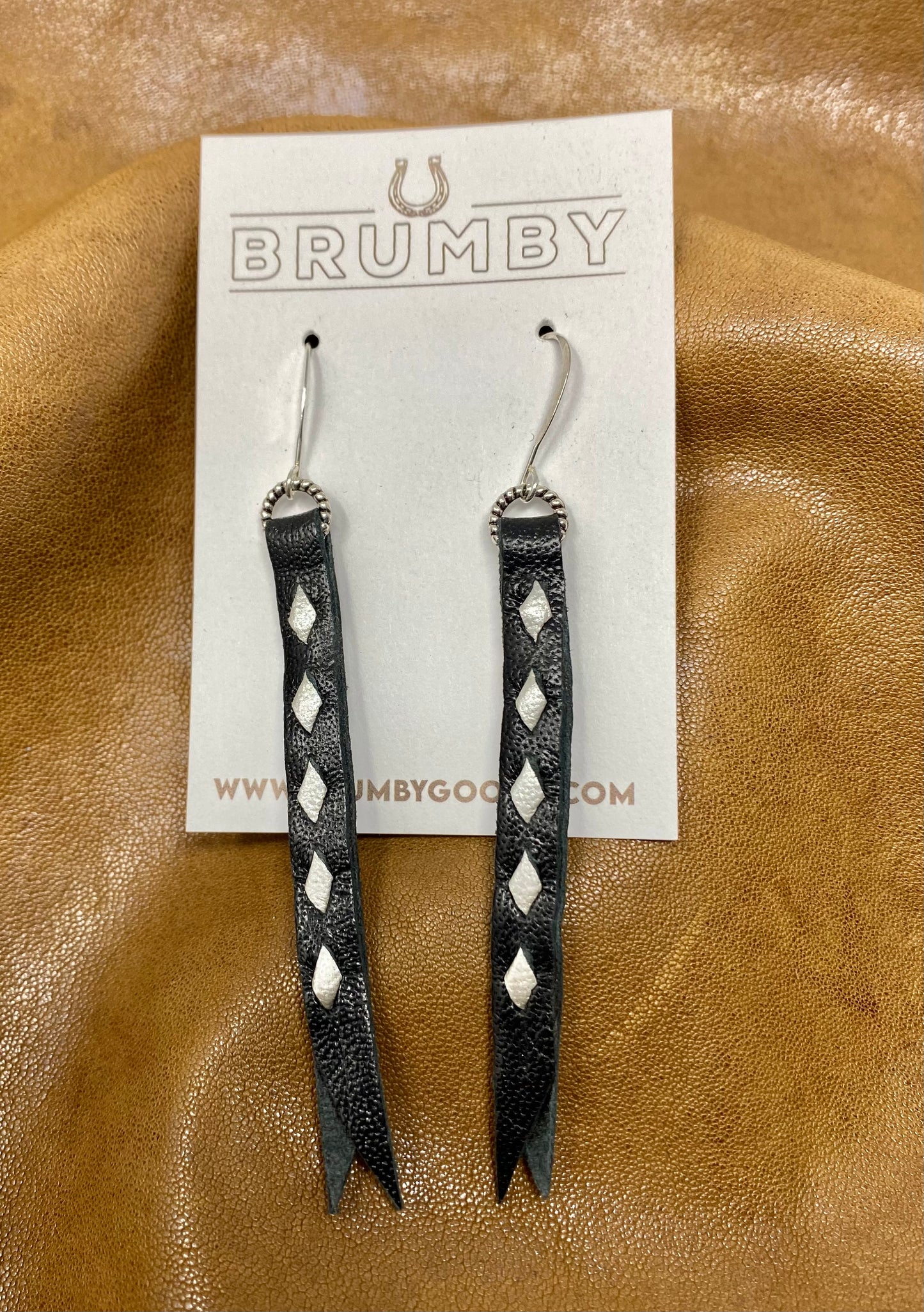 Buckstitch Earrings- 3” Black & Silver