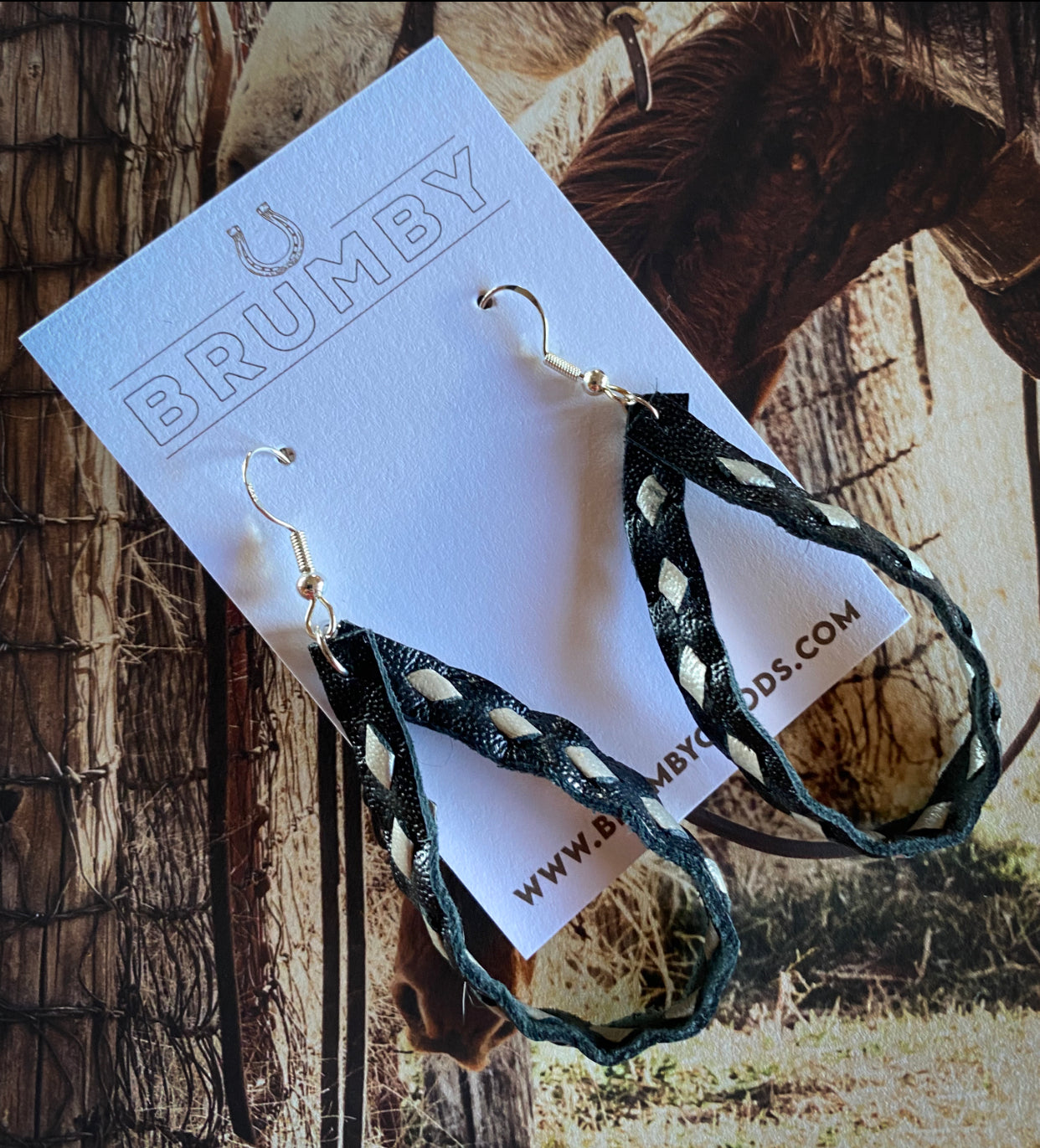 Buckstitch Hoops - Black & Silver