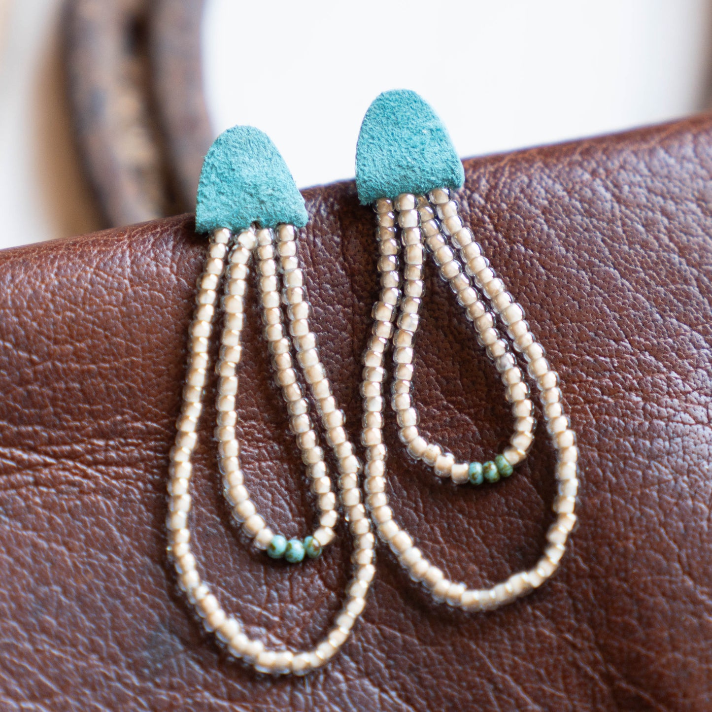 Turquoise Moon Two Strand Earrings
