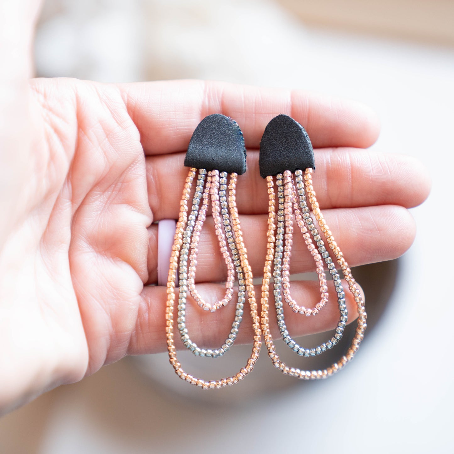 Gilded Three Strand Earrings
