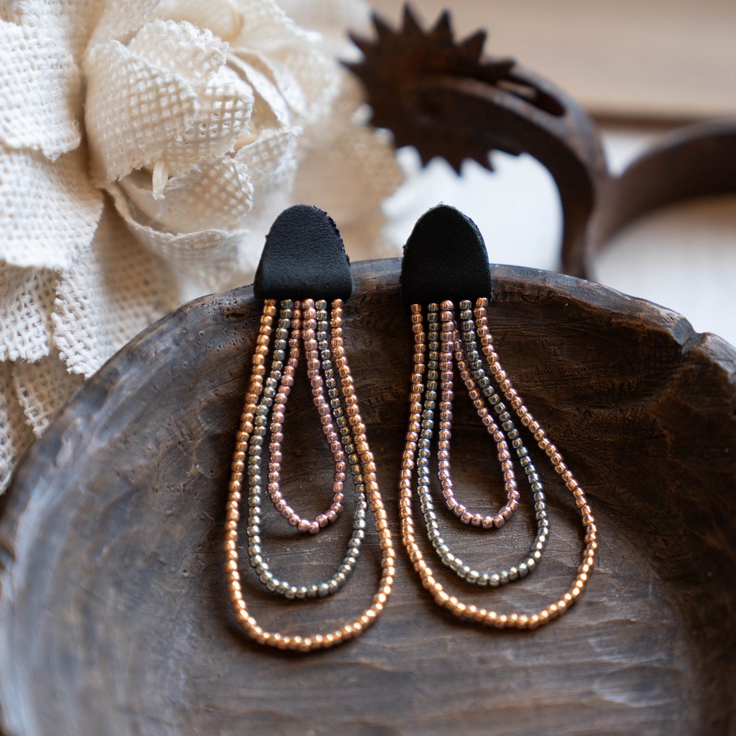 Gilded Three Strand Earrings