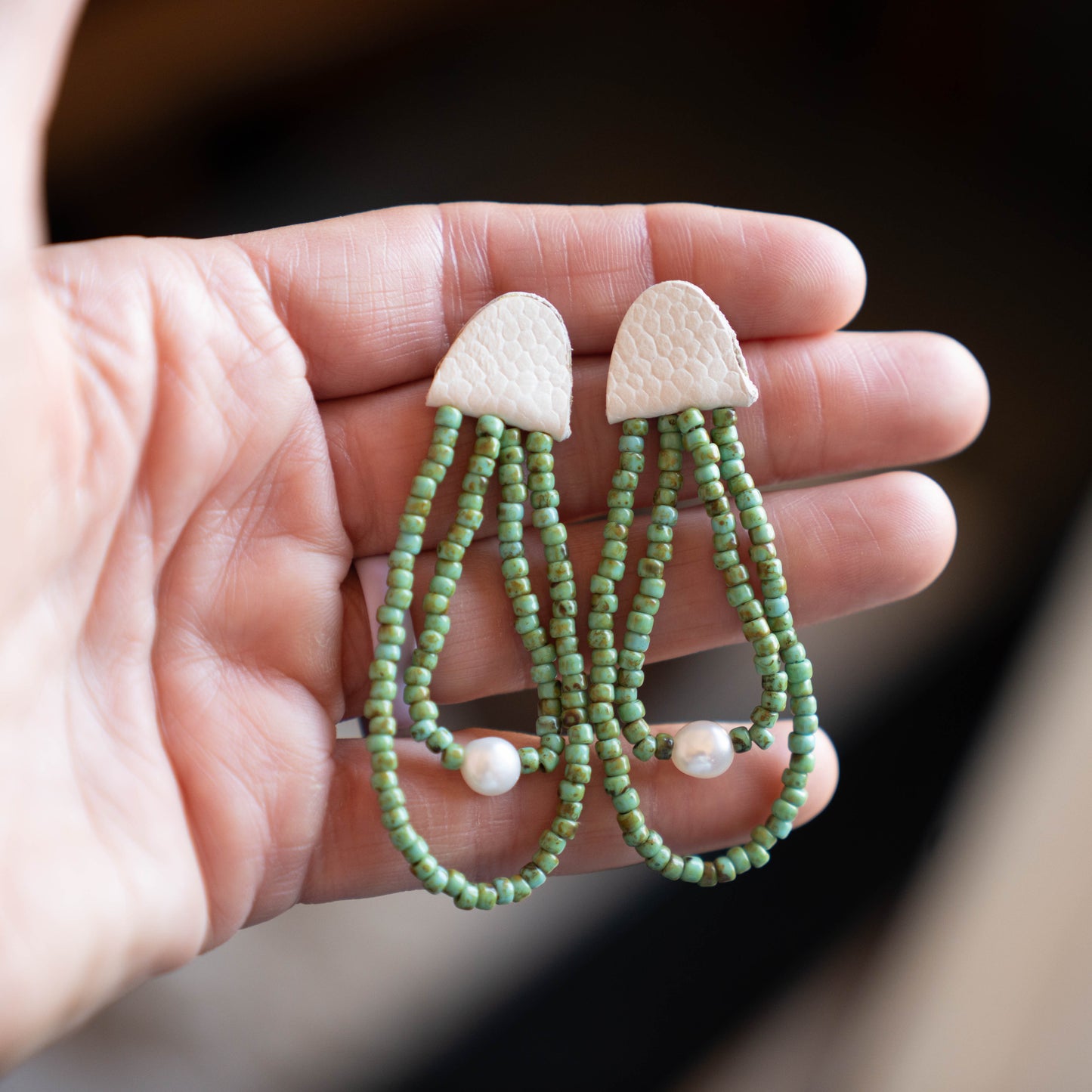 Prairie Pearl White Two  Strand Earrings