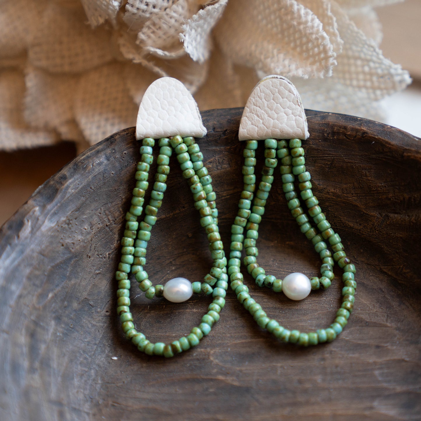 Prairie Pearl White Two  Strand Earrings