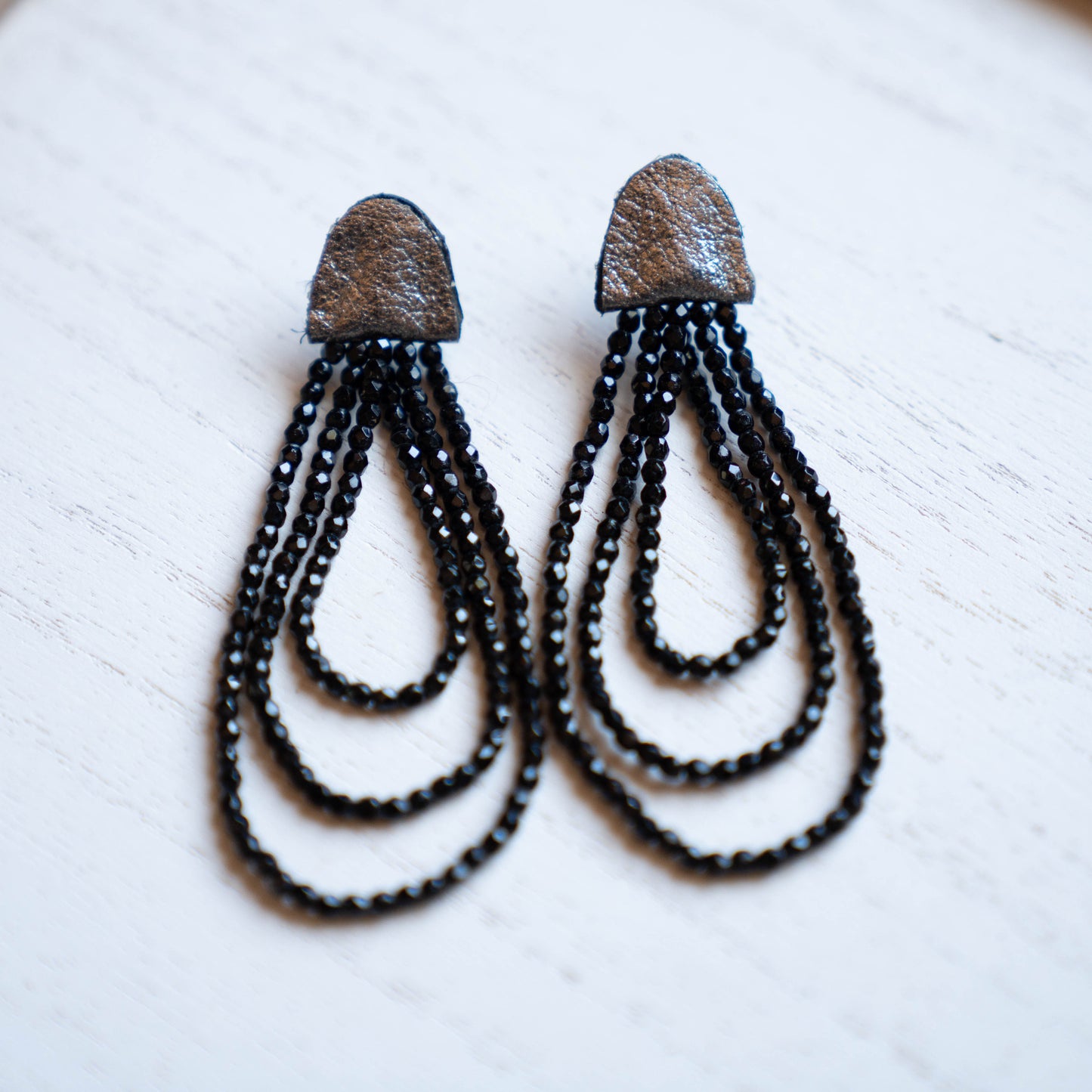 Onyx Three Strand Earrings