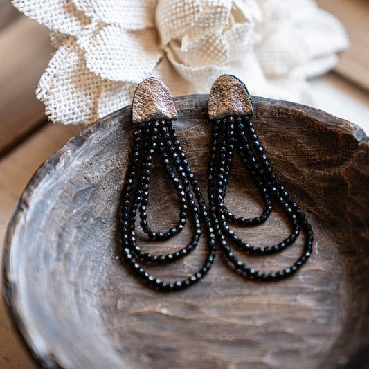 Onyx Three Strand Earrings
