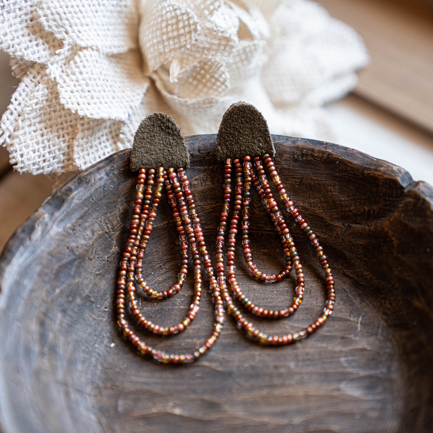 Canyon Rose Three Strand Earrings