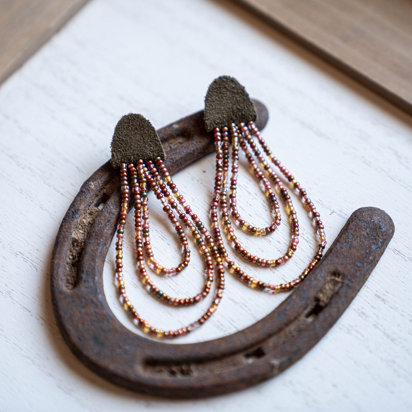 Canyon Rose Three Strand Earrings