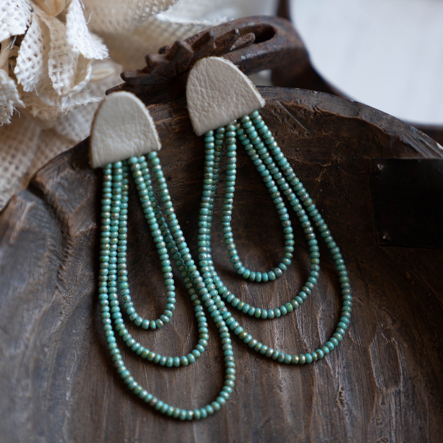 Silver Sage Three Strand Earrings
