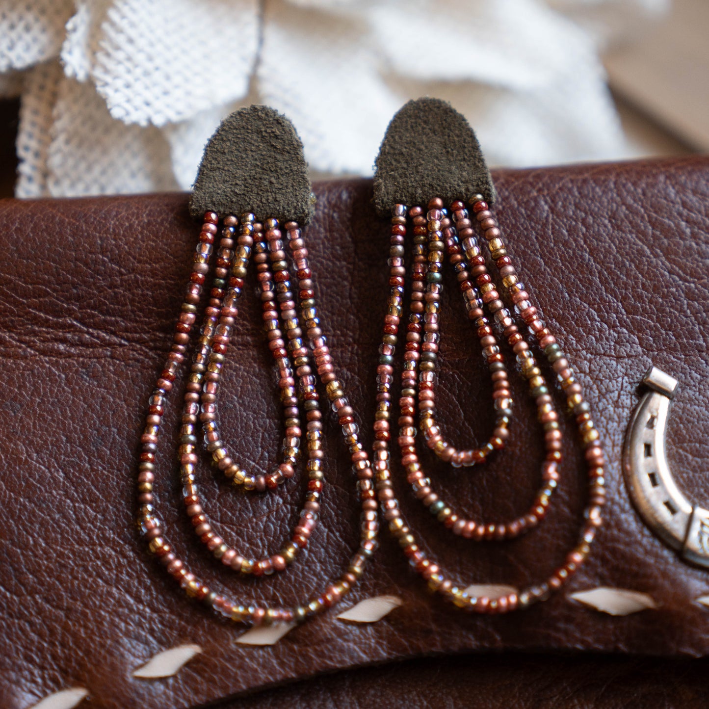 Canyon Rose Three Strand Earrings