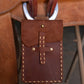 Saddle Phone Holder - Dark Brown with Gold Buckstitch