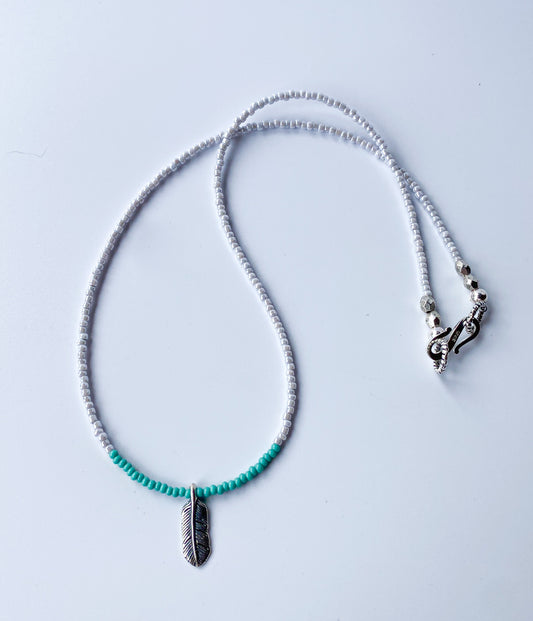 Little Feather Turquoise Necklace